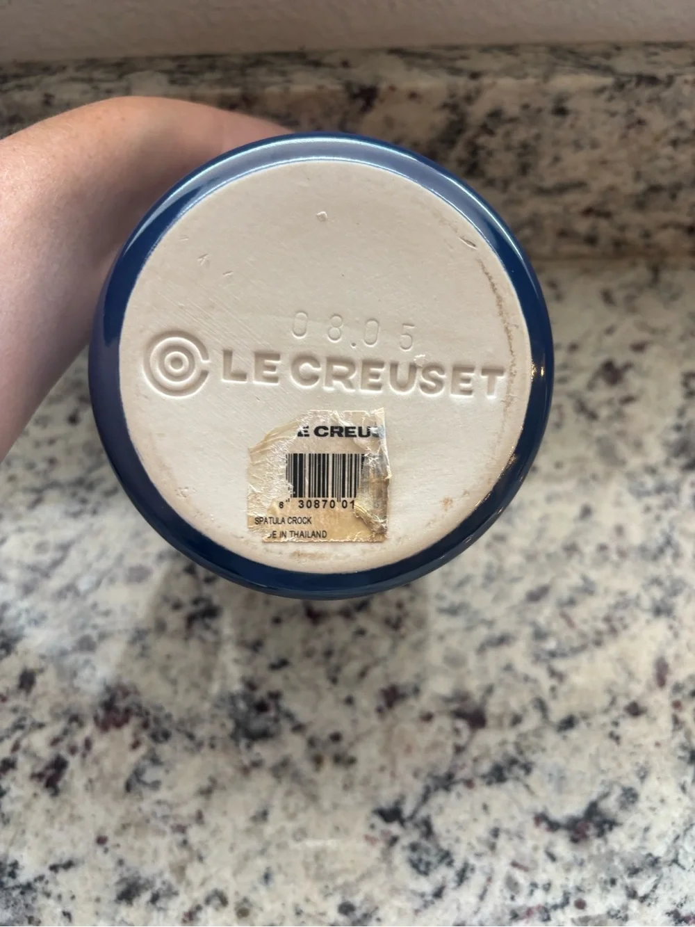 Le Creuset Blue Stoneware Spatula Crock